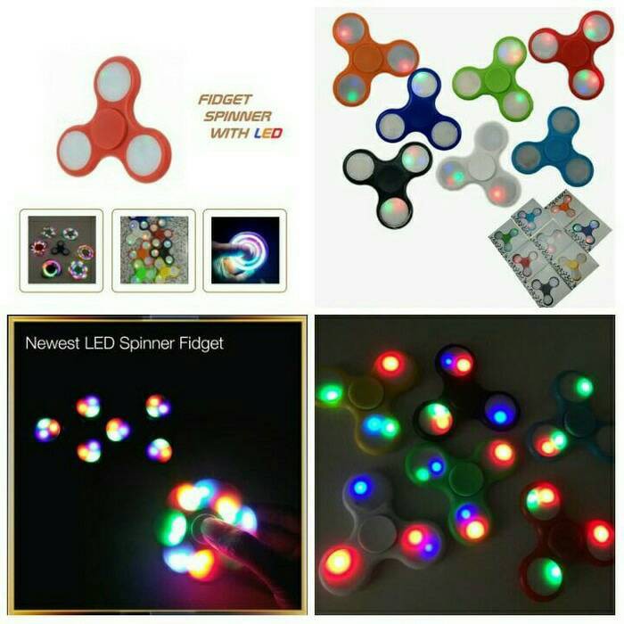 Fidget Hand Spinner Lampu Led Disco Lamp Toys Spiner Mainan Jari
