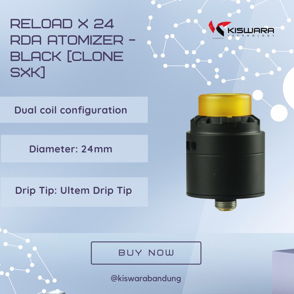 Reload X 24 RDA Atomizer - BLACK [Clone SXK] kiswarabandung