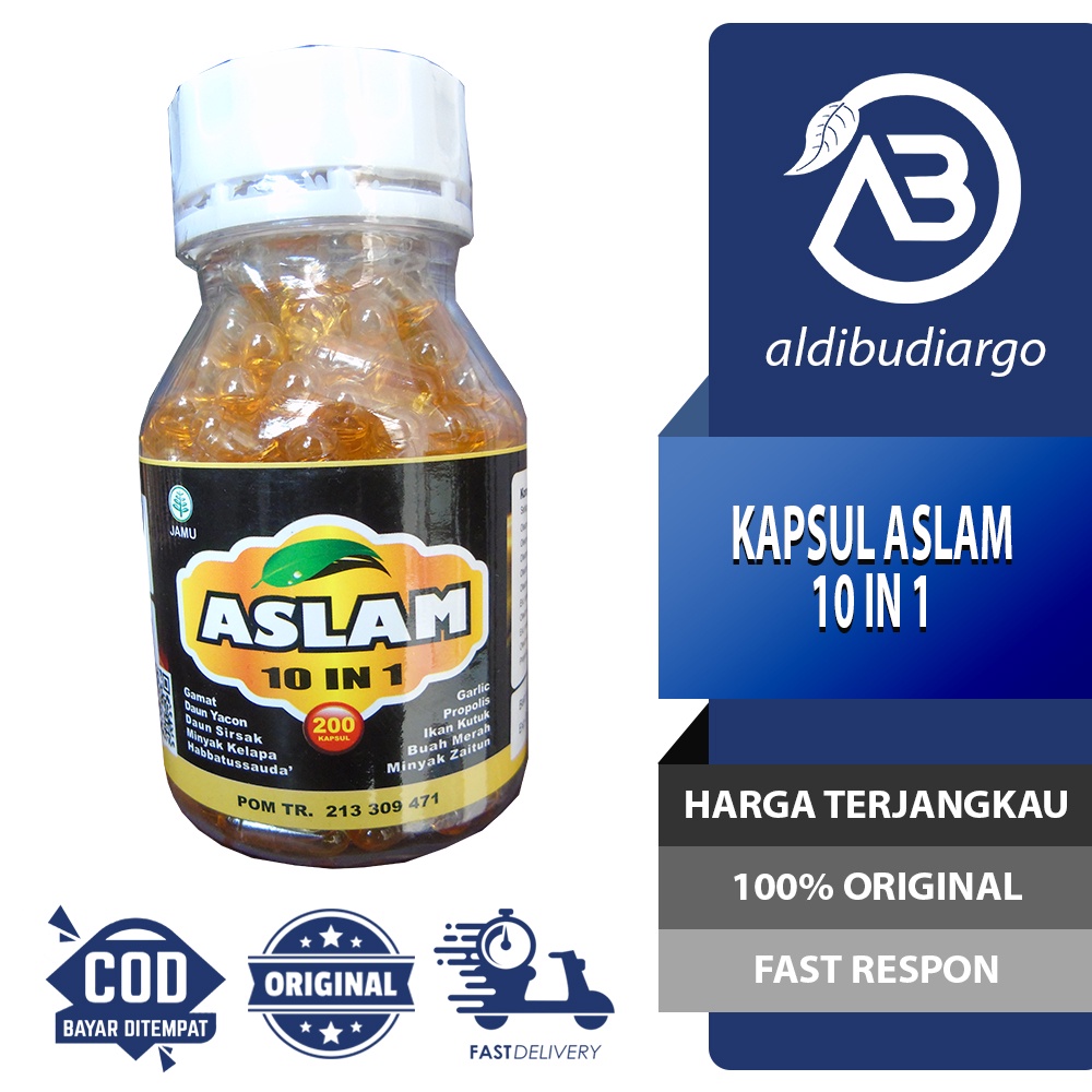 KAPSUL ASLAM 10 IN 1 GAMAT HABBATUSSAUDA GARLIC PROPOLIS ISI 200