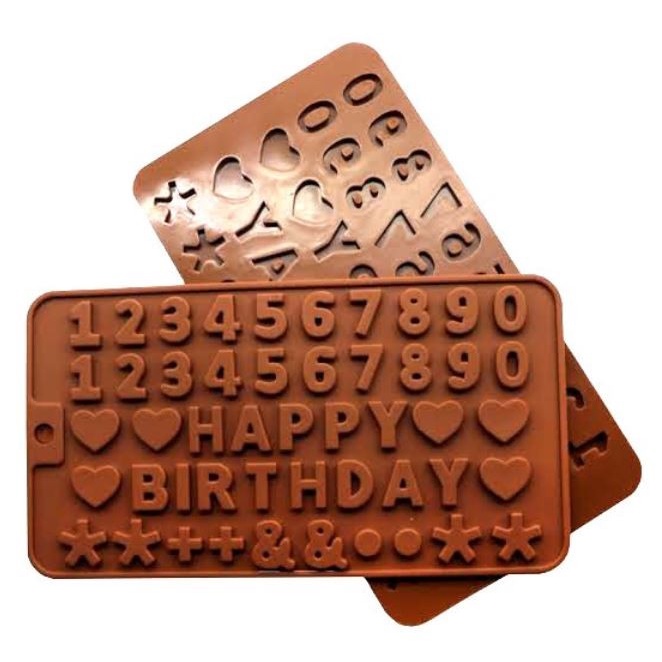 Cetakan Silikon Puding Coklat Es Silicone Happy Birthday Angka Letter Resin