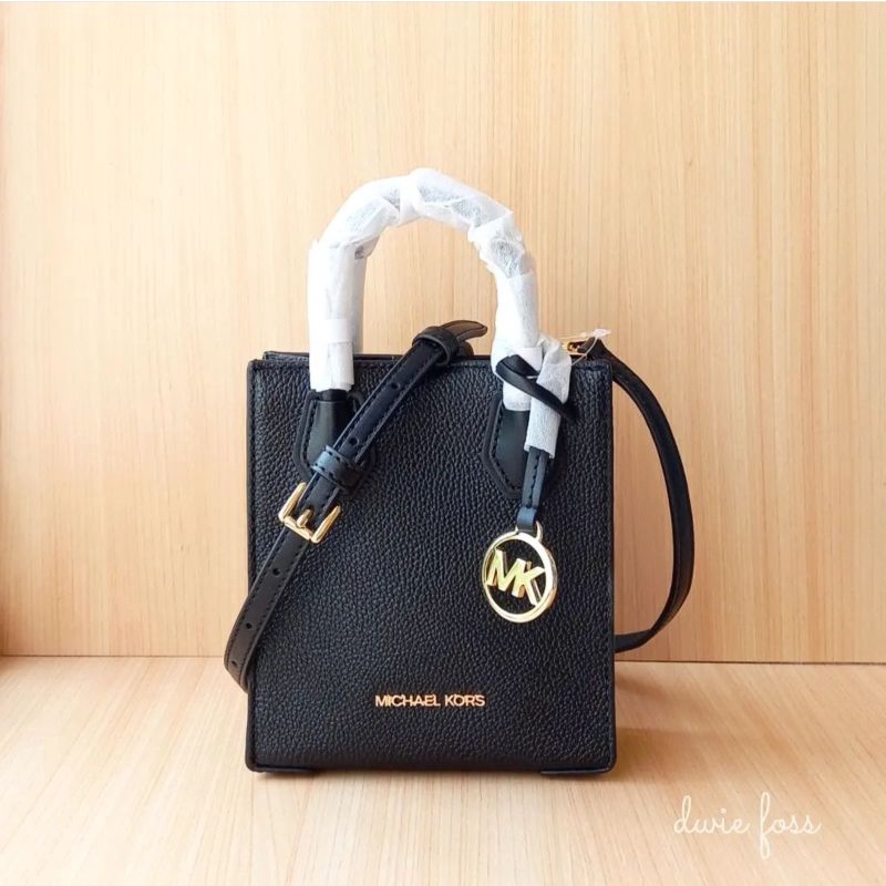 SALE Tas Michael Kors MK Mercer XS Shopper Crossbody Black Original