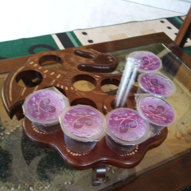 Tempat/tatakan Aqua Gelas Kayu Jati Model Kalkun