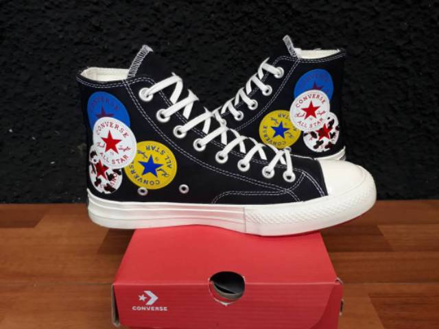 CONVERSE HIGH CT TWISTED MULTIPATCH LOGO BLACK WHITE PREMIUM BNIB MADE IN CHINA SIZE 40/41/42/43/44