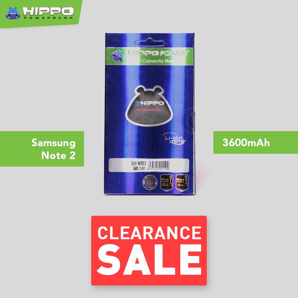 Baterai Hippo Samsung Galaxy Note 3 N9000 Note 2 N7100 3600 mAh Garansi Resmi