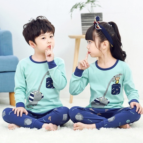 MV_Marvelouz MV70PJ071 Baju Tidur Set Anak Motif Karakter Unisex Terbaru 1kg bisa 4 pcs supplier baju import PJ071