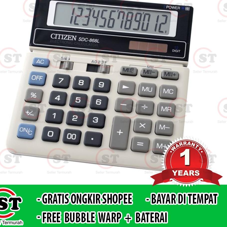 

New! Kalkulator Citizen ORIGINAL SDC 868 L - Calculator DeskMeja Kantor SDC 868L Asli Sdc 868l