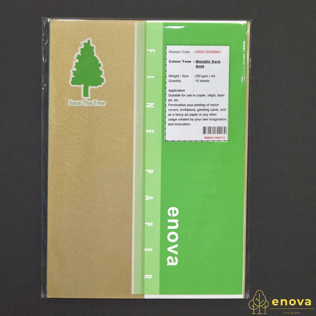 

Fancy Art Paper ENOVA | Metallic Dark Gold | A4 250GSM (Metalik)