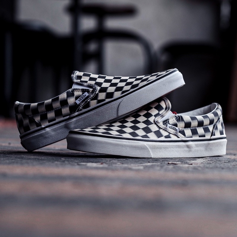 VANS SLIP-ON BLURR CHECKERBOARD BLACK/WHITE ORIGINAL 100%