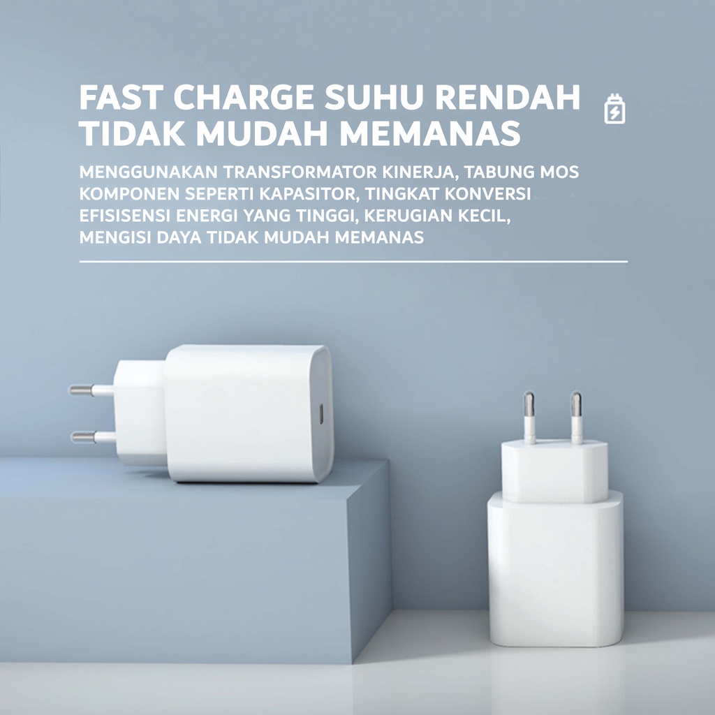 glowytoko Charger PD 20W 2.4A Fast Charging Adapter QC3.0 Type-C PD Charger untuk Iphone 12 X Xs 8 Xiaomi Phone