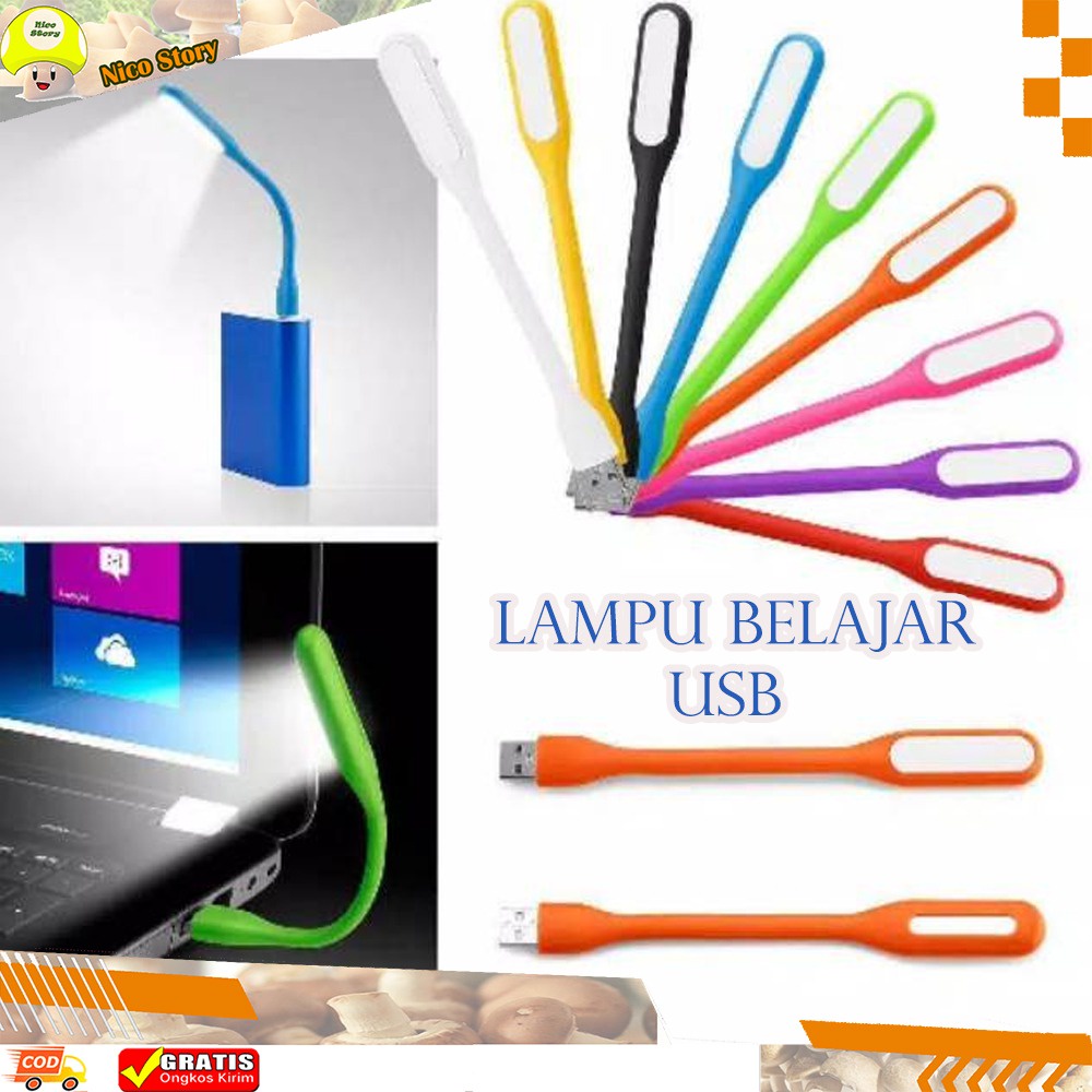 (NCS) [25 gr] Lampu Baca Belajar LED Sikat USB Flexible Lentur Bisa Menggunakan Power Bank