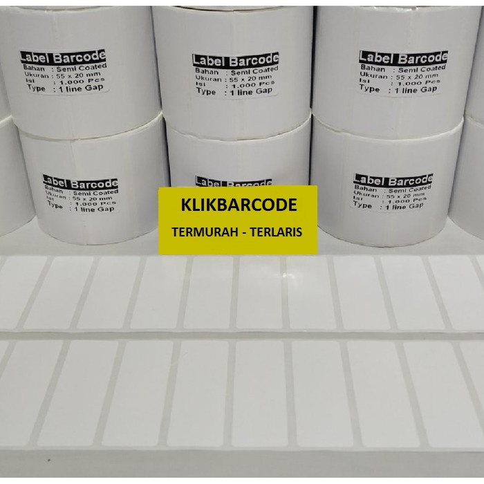 

LABEL BARCODE SEMICOAT 55*20 MM - 1 LINE - GAP - PORPORASI - PROMO