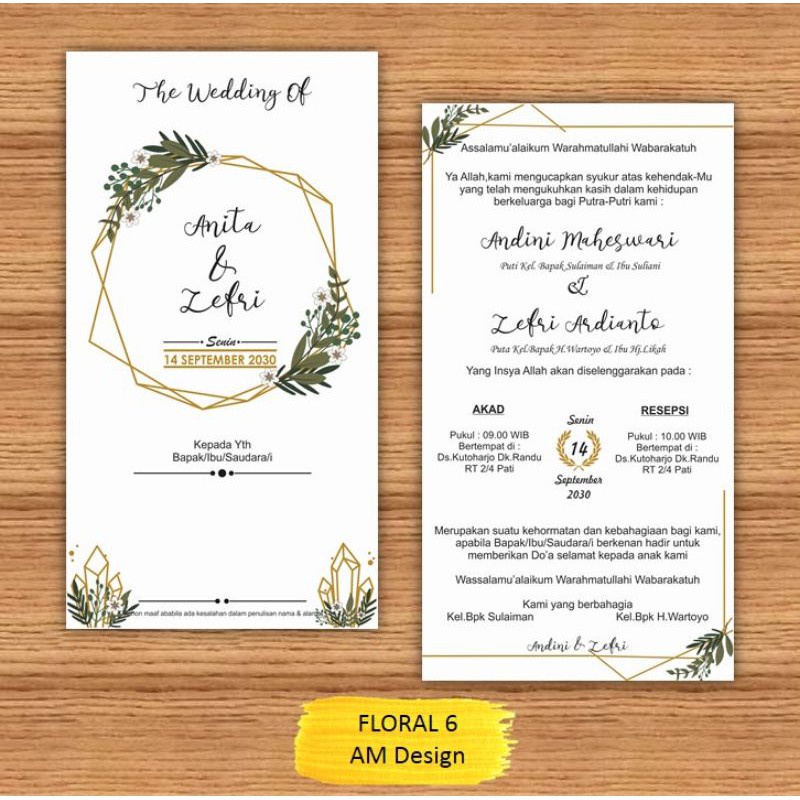

Undanga Pernikahan Satu Lembar Bolak Balik Floral 6 Murah, Simple, Elegan New