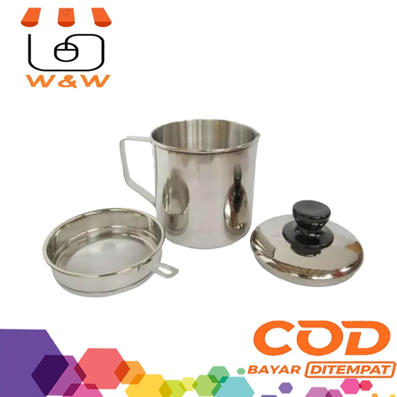 Oil Pot Warna Stainless Saringan Minyak Stainless Oil Filter Pot Saringan Minyak Jelanta
