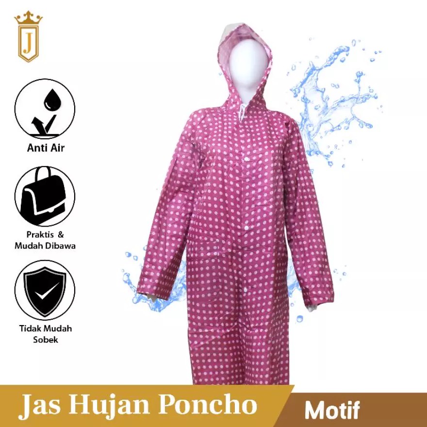 JAS HUJAN PONCHO LENGAN POLKADOT RAINCOAT JAPAN EXPORT ROSIDA 2C