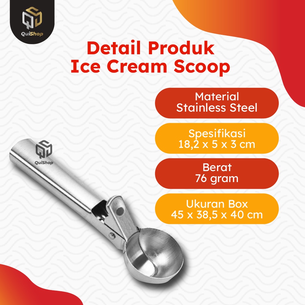 Sendok Sekop Es Krim Ice Cream Scoop Stainless Steel Peralatan Makan Perlengkapan Dapur Termurah Premium