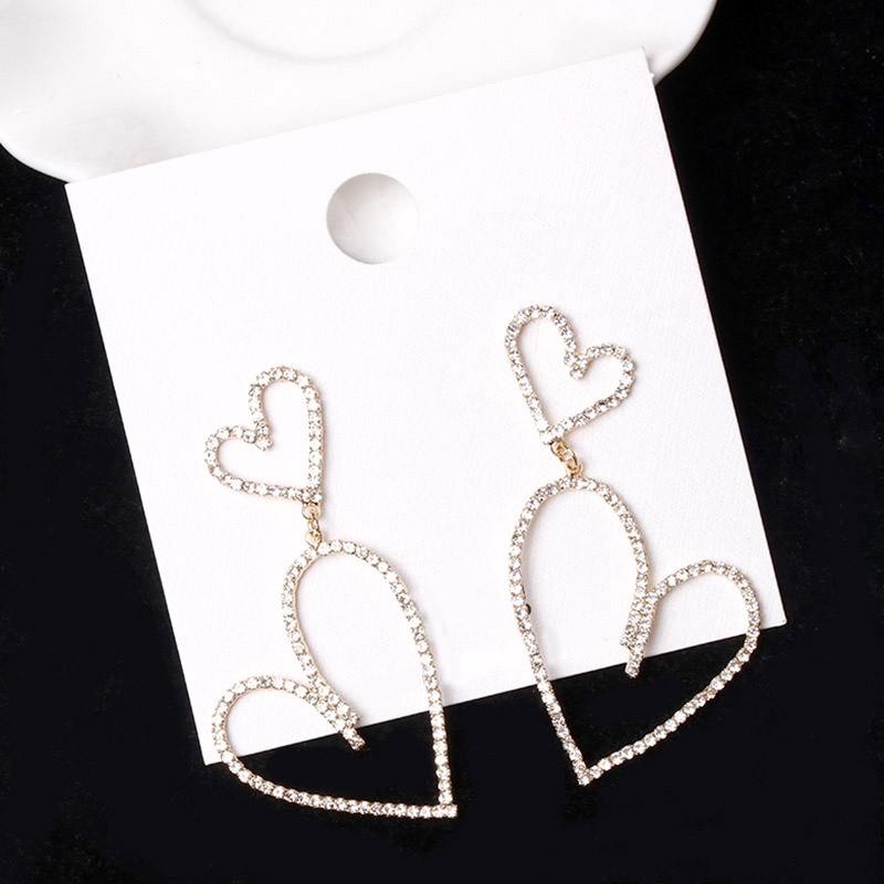 Anting Panjang Desain Hati Besar Bahan 925 Silver Needle Untuk Wanita