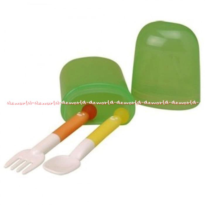 Pigeon Self Wean Spoon &amp; Fork With Case Sendok Garpu Untuk Bayi +12 Peralatan Makan Bayi Pigen