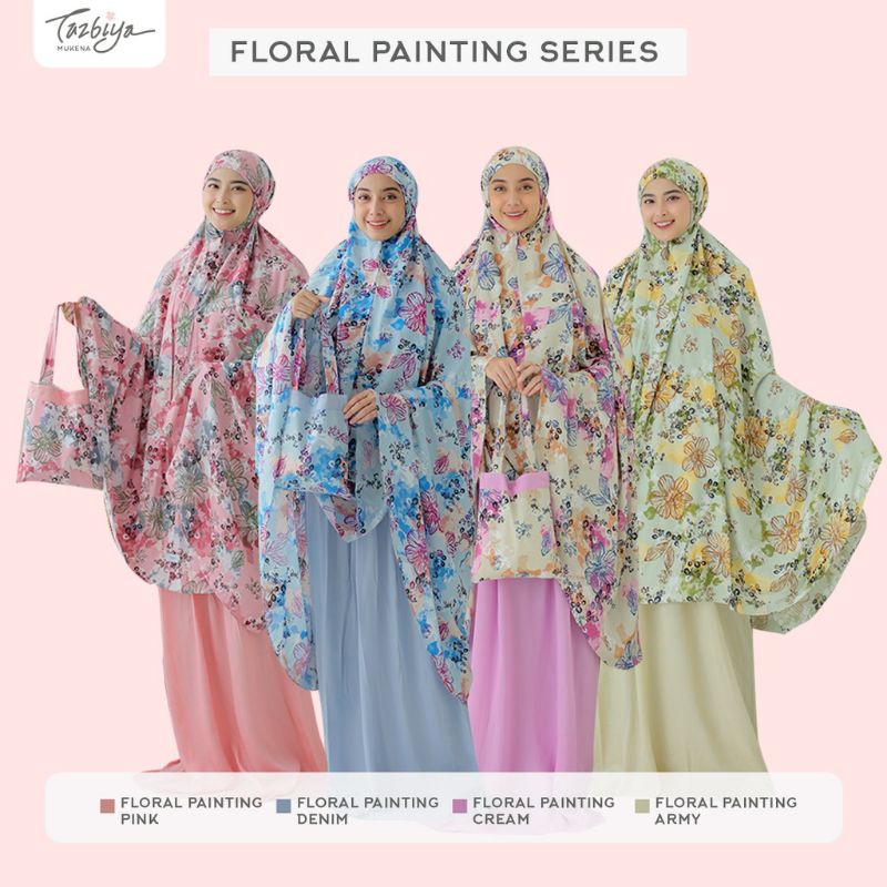 Mukena Tazbiya Kombinasi Floral Painting Series Allsize