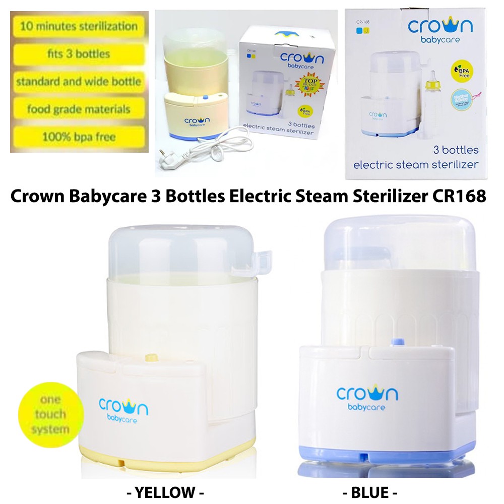 Crown Babycare 3 Bottles Electric Steam Steril Botol Susu Bayi CR-168 CR168