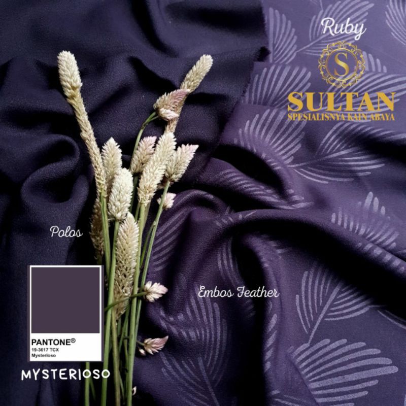 50CM EMBOS FEATHER RUBY MYSTERIOSO WOLLYCREPE KAIN ABAYA SULTAN