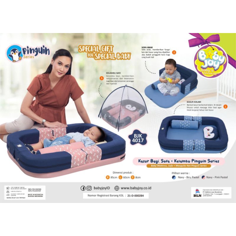 BABY JOY KASUR BAYI KOLAM + KELAMBU PINGUIN SERIES BJK 4017