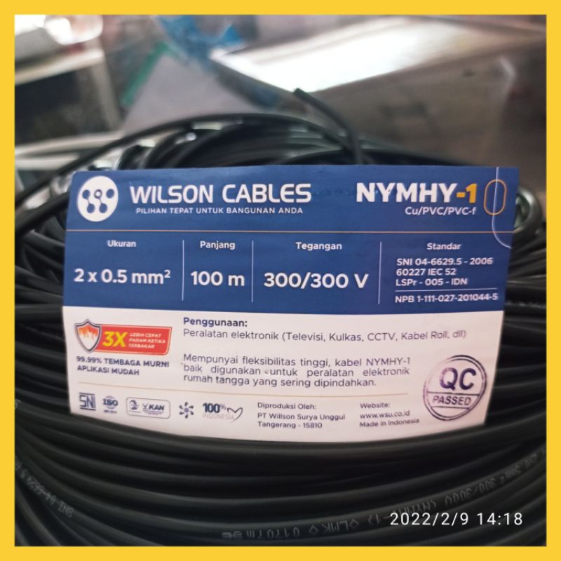 kabel listrik NYM serabut 2x0.5 SNI wilson cable roll