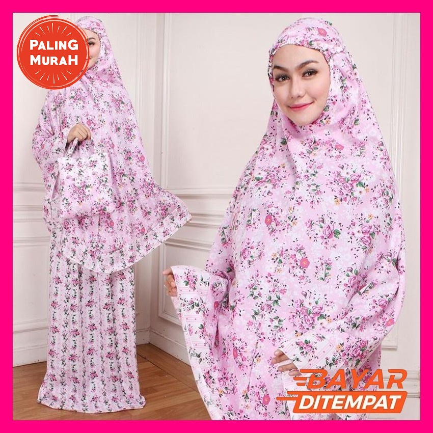 Mukena Dewasa Katun Rayon Murah Adem Motif Daun Maple Bunga Kabaya Motif Bali Printing Untuk Lebaran