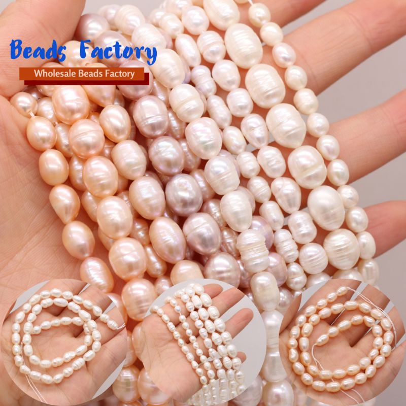 MUTIARA AIR TAWAR MODEL OVAL 6mm 8mm 10mm Perhiasan Gelang Kalung