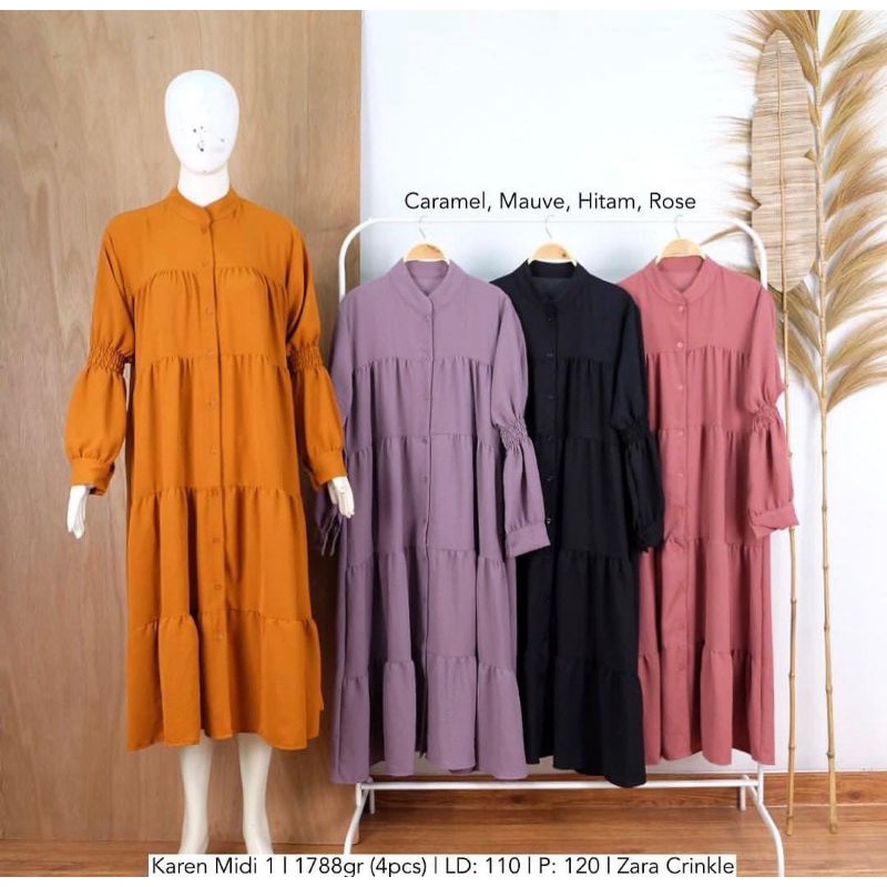 SETCEL LONG TUNIK SETCEL MIDI CRINKLE SETELAN GAMIS CELANA CRINKLE