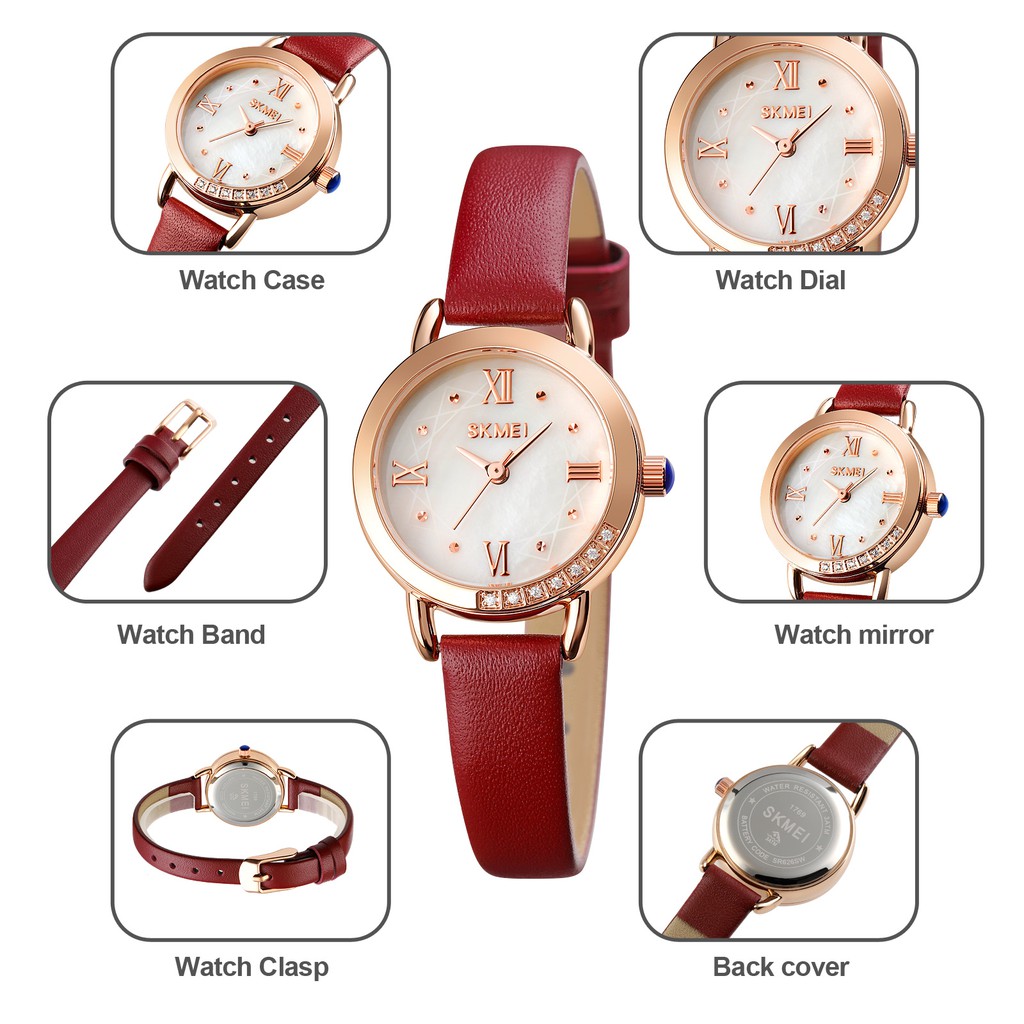 SKMEI 1769 Jam Tangan Wanita Analog Casual Quartz Tali Kulit WATCHKITE WKOS