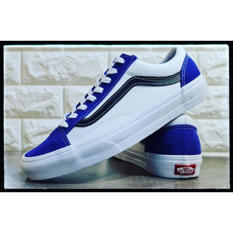 royal blue and white vans