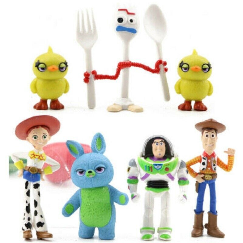 7pcs Mainan Action Figure Toy Story 4 Buzz Lightyear Jessie Bullseye Horse Rex Forky Untuk Dekorasi Kue