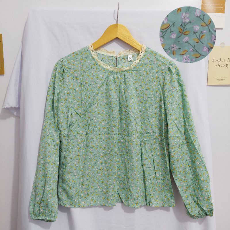 【BISA COD】Chiffon Lace Floral Blouse wanita Lengan Panjang summer atasan blus import cewek-Motif 25