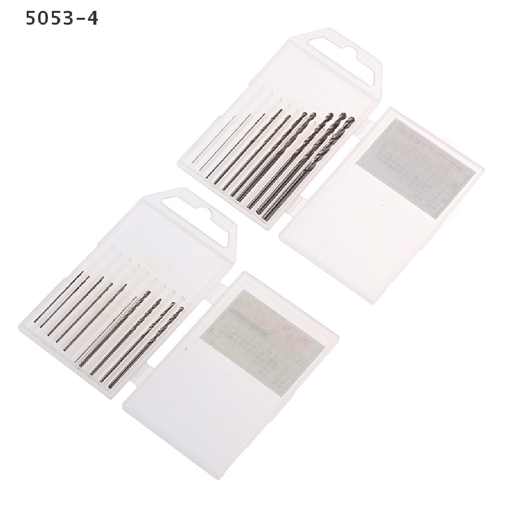 (FCC) 10pcs / Kotak Mata Bor Mini HSS 0.8mm-3.0mm Shank Lurus Untuk PCB Twist Bits