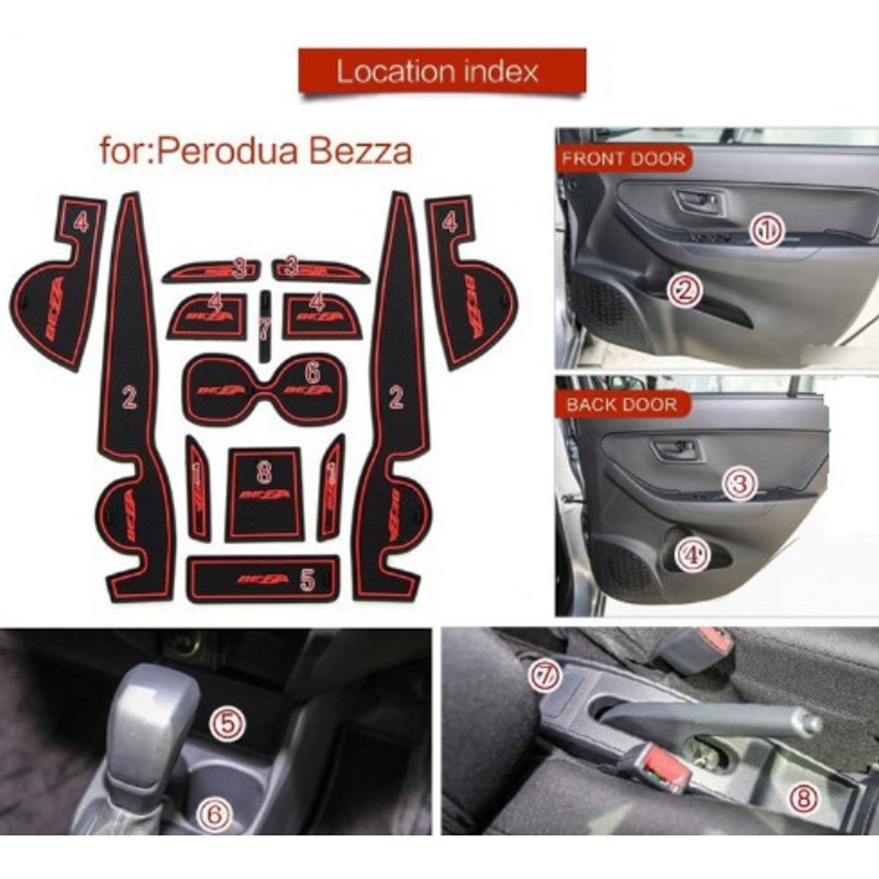 Perodua Myvi 2018 2019 2011-2017 &amp; Bezza Matras Karet 3D Anti Slip Untuk Interior Mobil