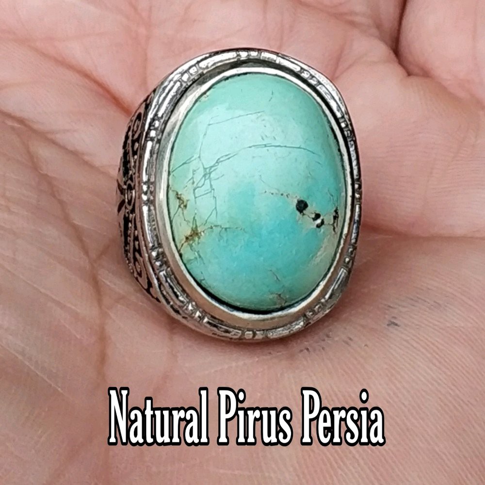 CINCIN BATU AKIK NATURAL PIRUS PERSIA GREEN TURQUOISE BODYGLASS