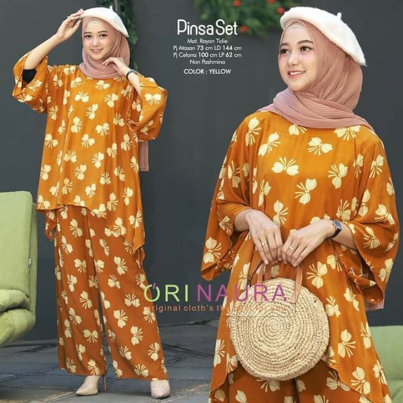 One Set Jumbo Waka Waka Pinsa Setelan Wanita Tie Dye Rayon Premium Set Celana Panjang Bigsize LD 130