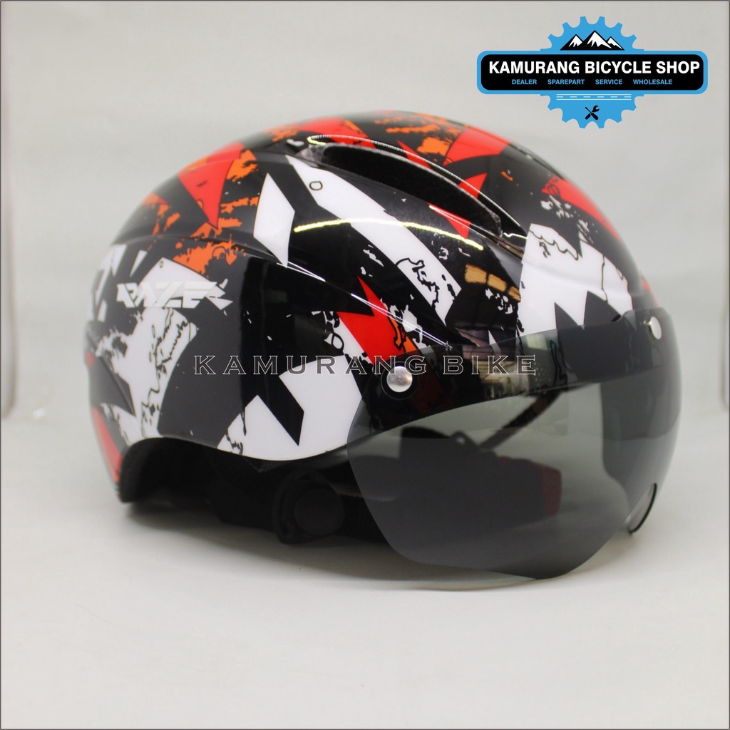 Helm Sepeda RAZE R18 Warna Kombinasi - Hitam Merah Putih