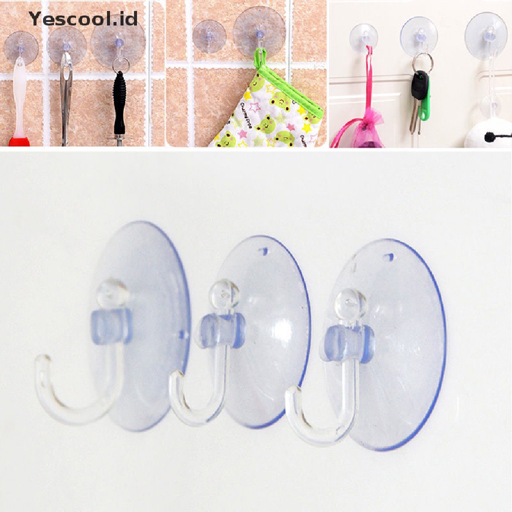 Kait Gantungan Dinding Model Suction Cup Warna Transparan Untuk Dapur / Kamar Mandi