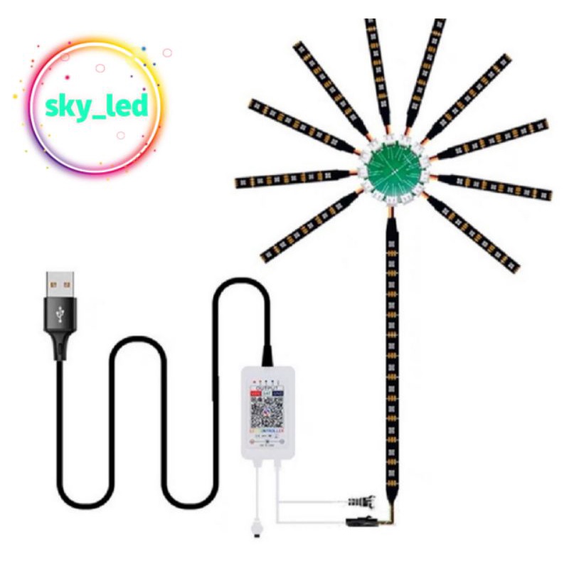 LAMPU STRIP LED 5050 RGB BENTUK KEMBANG API DENGAN MUSIC UNTUK DEKORASI / LED  5050 AUTOMATIC /FULL COLOUR /SENSOR MUSIC / BISA SAMBUNG APLIKASI