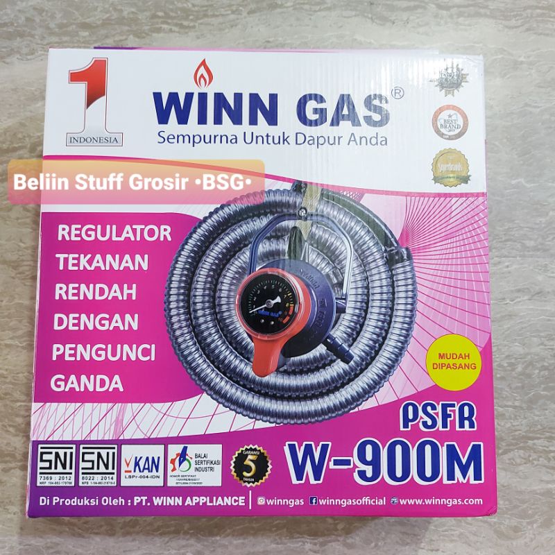 Selang Gas + Regulator + Klem WINN GAS PSFR W-900 M/ Regulator Pengunci Ganda + Selang 1.8 Meter