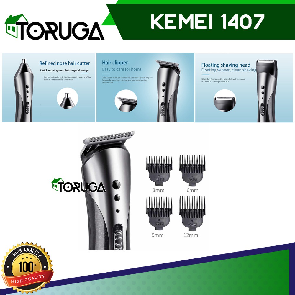 Alat Cukur Kemei 1407 Clipper 3 in1 Alat cukur potong rambut charger jenggot alis