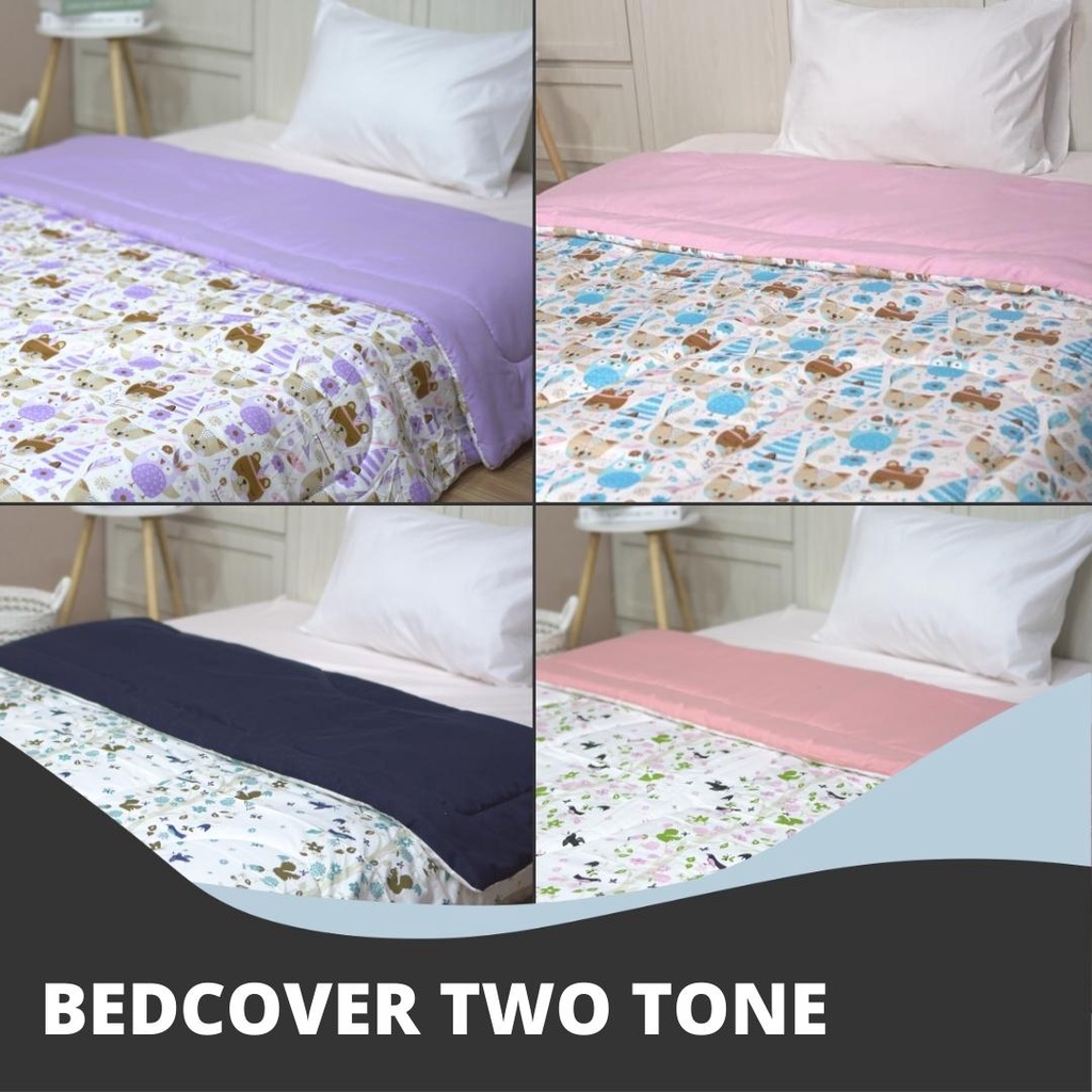 Two Tone Bedcover Only / Bedcover Saja Sandy Collection Ukuran Single - Kids Edition - Motif Anak