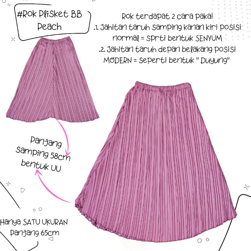 Rok Plisket BB Anak 6-7th Panjang atau Dewasa Rok 7/8 sedengkul