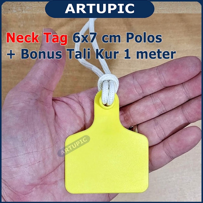 NECK TAG 6x7 cm POLOS ECERAN TALI KUR Kalung Hewan Ternak Sapi Kambing Domba dan Tali Kur 1 Meter