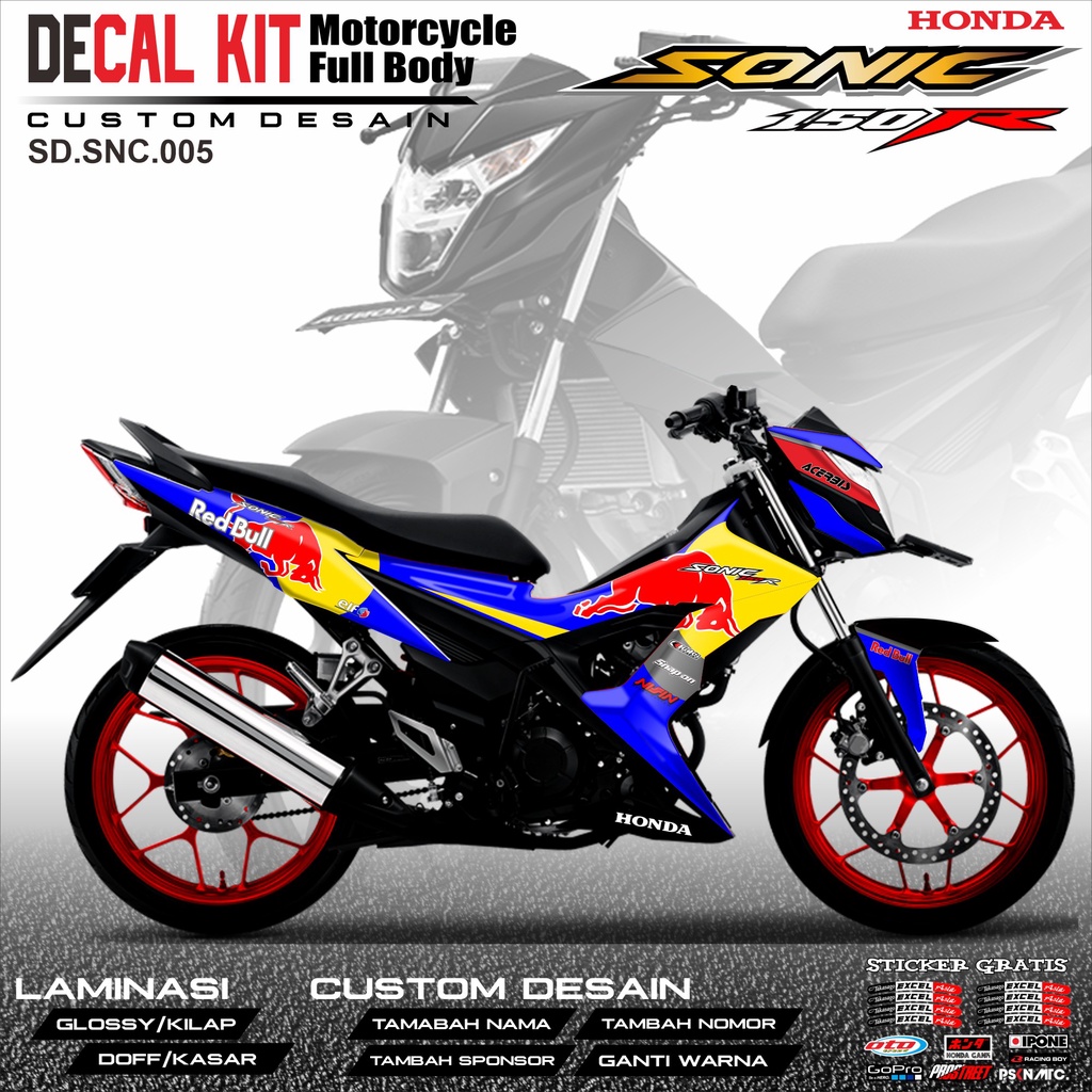 Decal SONIC 150R - Dekal Stiker Striping Fullbody Fullblok List Honda SONIC 150R Custom Desain