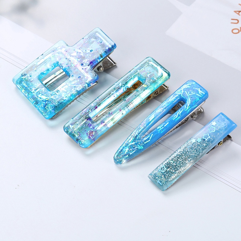 SIY  4 Shapes Handmade Hair Clips Jewelry Resin Casting Mold Geometric Hair Clip Barrettes Silicone Mold Jewelry Making Tools