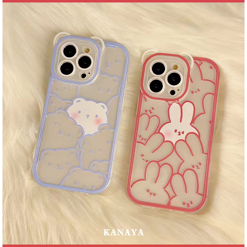 Soft Case Silikon TPU Transparan Motif Kelinci Untuk IPhone 12 13 Se 2020 6 6S 7 8 Plus X XS XR 11 Pro Max