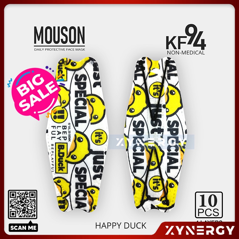 Masker Mouson KF94 Motif Happy Duck 4 ply isi 10 Masker Non Medis Sekali Pakai