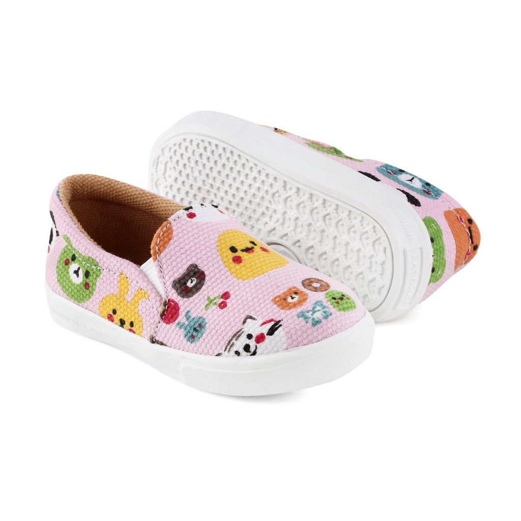 SEPATU ANAK BAHAN CANVAS MOTIF RINGAN E01 CEMEN Pink